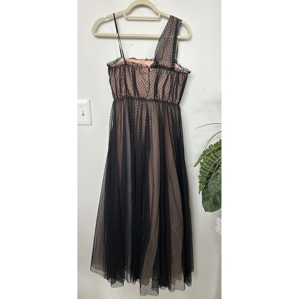 NWT Anthropologie Tulle Dot Maxi Dress One Shoulder Black Nude Size 0 MRSP $220 - Picture 8 of 12